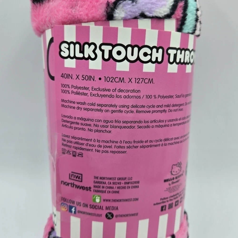 Sanrio Hello Kitty Sweet as Sugar Silk Touch Throw Blanket Pink